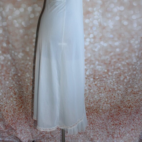 Vtg 50s Vanity Fair Powder Blue Chiffon Pleated Top & Hemline Dress Slip Size 32 - Picture 10 of 13